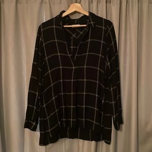 Lush long sleeve windowpane plaid blouse